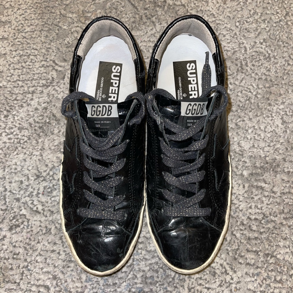 Golden Goose Black Crocodile Leather